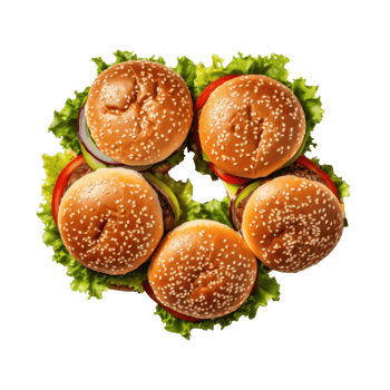 AI generated Overhead View of Delicious Burgers png