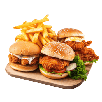 AI generated Fast Food Feast with Burgers and Fries png