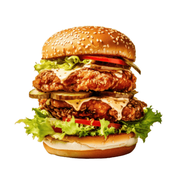 AI generated Juicy Chicken Burger on Transparent Background png