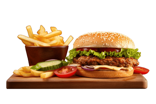 AI generated Tasty Burger and Fries Meal png