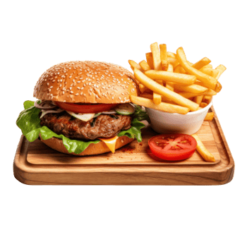 AI generated Street Food Burger and Fries on Transparent png
