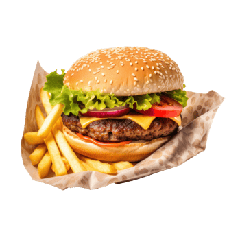 AI generated Burger and Fries on Transparent Background png