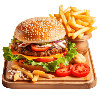 AI generated Tasty Burger and Fries Combo png