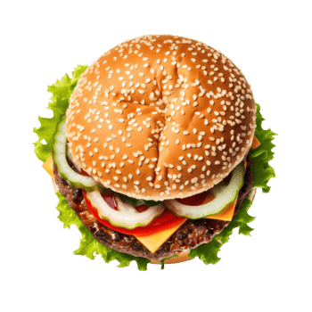 AI generated Street Food Burger Top View Isolated png