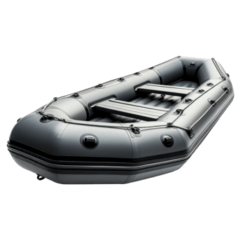 AI generated Gray Inflatable Boat on Transparent Background png