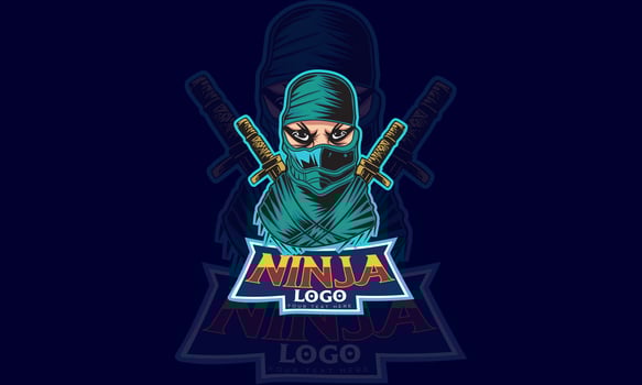 ninja cartoon mascot logo template vector