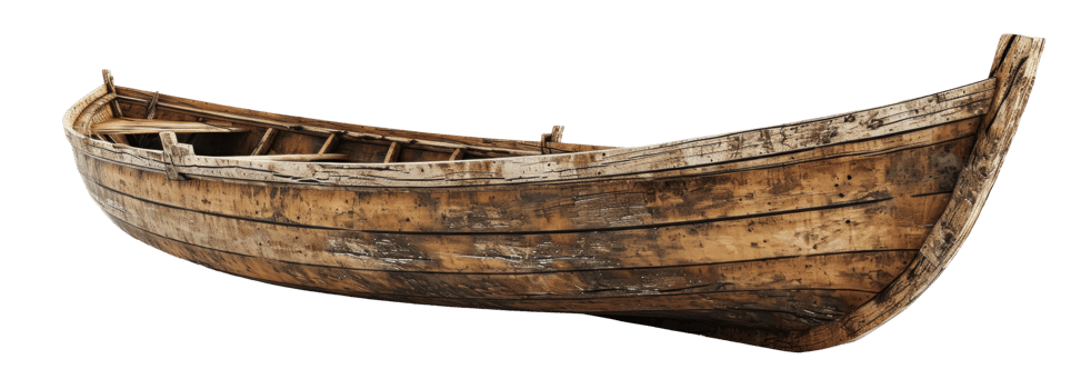 AI generated Vintage Wooden Boat on Transparent Background png