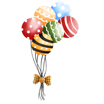 Festive watercolor christmas colorful balloons.Red,orange,blue and green balloons. png