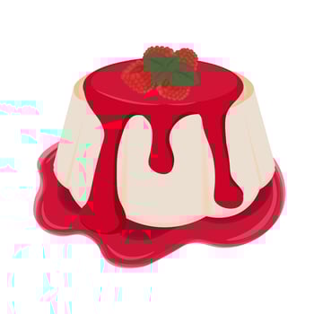 Logo illustration Panna cotta with raspberry syrup or strawberry jam vector