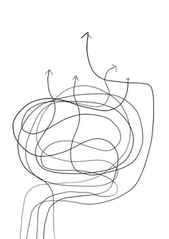 Abstract and easy simple line from start to end vector illustration set.Continuous one line drawing.