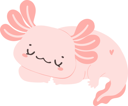 Cute baby Axolotl Mexican walking fish in pink png