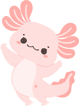 Cute baby Axolotl Mexican walking fish in pink png