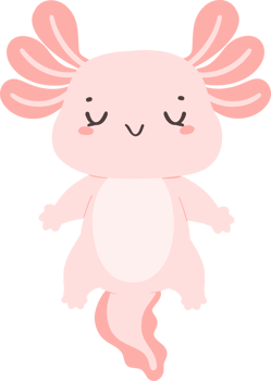 Cute baby Axolotl Mexican walking fish in pink png
