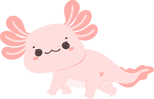 Cute baby Axolotl Mexican walking fish in pink png