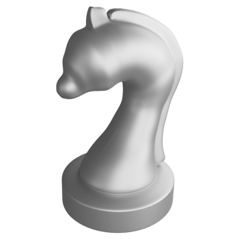 Metallic silver knight chess piece clipart cartoon design icon isolated on transparent background, 3D render chess concept png