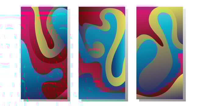 Bundle of modern vector summer posters with bright gradient background,shapes and geometric elements.Trendy abstract design perfect for prints,social media,banners,invitations,branding design,covers