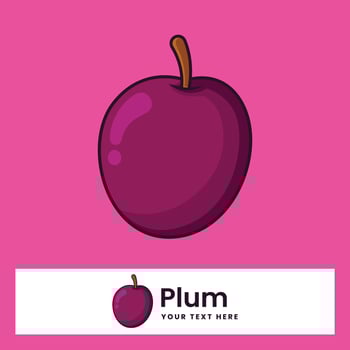 Fresh plum fruit cartoon vector illustration