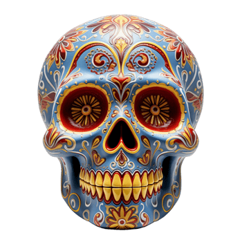 AI generated suger skull day of the dead skull sugar skull mexican png