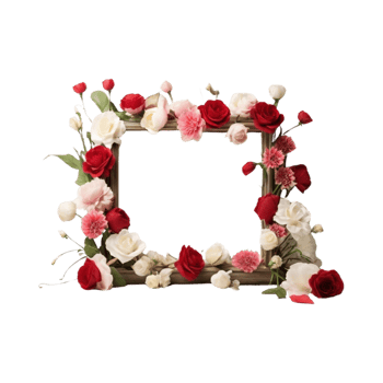AI generated Neat romantic flower arrangement frame png