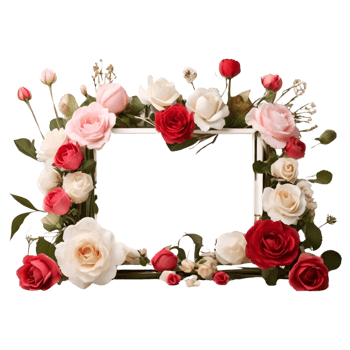 AI generated Neat romantic flower arrangement frame png