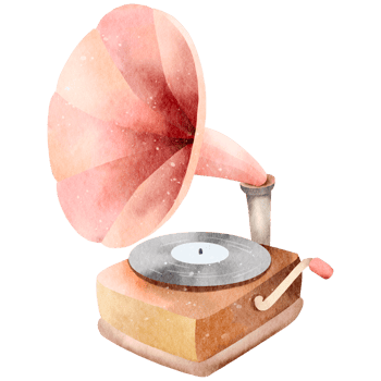 Watercolor record player png