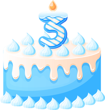 Birthday Cake With Candle Number 3 png