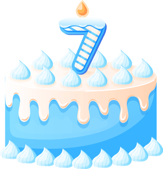 Birthday Cake With Candle Number 7 png