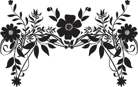 Whimsical Corner Accents Black Vector Logo Industrial Border Styling Decorative Black Vector
