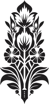 Opulent Bloom Tracery Decorative Floral Line Retro Vine Scrolls Line Vector Emblem
