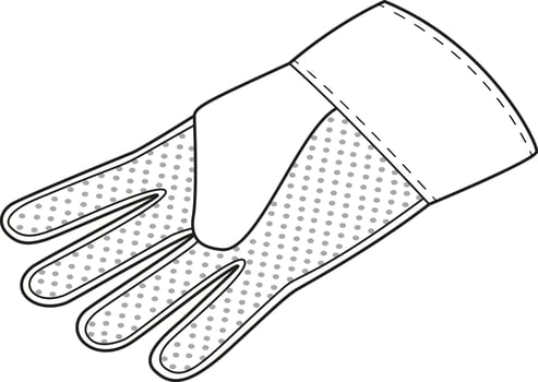 Gardening gloves outline icons. Black and white vector