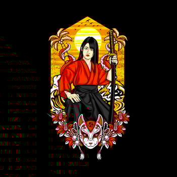 AI generated samurai girl illustration vector