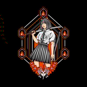 AI generated samurai girl illustration vector
