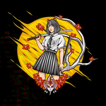 AI generated samurai girl illustration vector