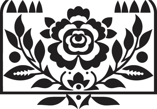 Botanical Grid Black Vector Pattern Logo Floral Gridwork Geometric Tile Vector Icon