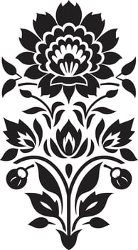 Patterned Petal Grid Black Floral Vector Geometric Floral Harmony Tile Icon Design