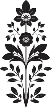 Structured Blossom Harmony Geometric Icon Tiled Floral Artistry Black Vector Logo