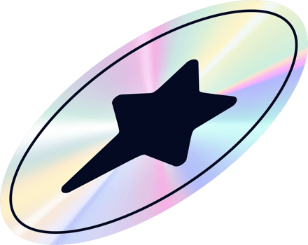 Y2k holographic sticker star png