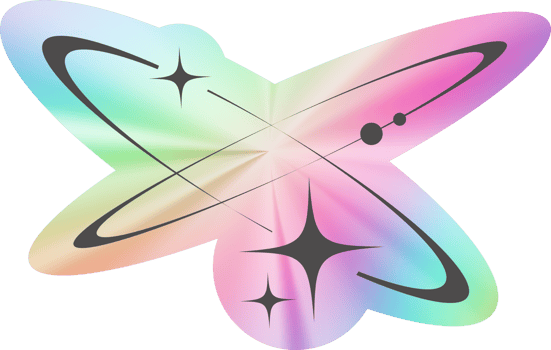 Y2k holographic sticker Cosmic orbit stars png