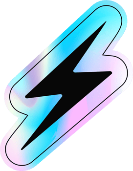 Y2k holographic lightning sticker png