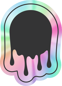 Y2k holographic melted sticker png