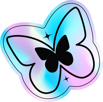 Y2k holographic butterfly sticker png
