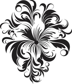 Noir Blossom Silhouettes Invitation Card Floral Icons Ethereal Floral Elegance Ornate Black Vector Logos