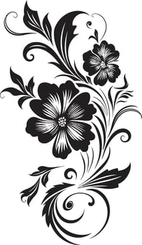 Exquisite Floral Artistry Handcrafted Vector Emblem Sleek Botanical Outlines Black Logo Icon