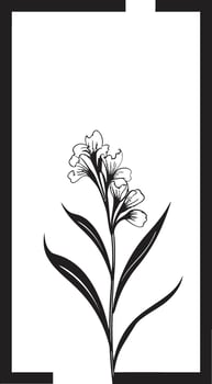Sleek Vector Whirl Hand Drawn Floral Icon Clean Handcrafted Florals Black Vector Emblem