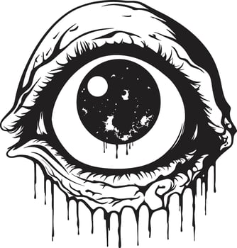 Macabre Zombie Gaze Black Scary Eye Logo Terrifying Undead Glance Creepy Black Vector