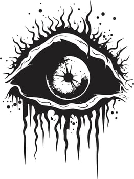Horrifying Stare Black Creepy Eye Logo Spooky Zombie Gaze Vector Scary Eye Design