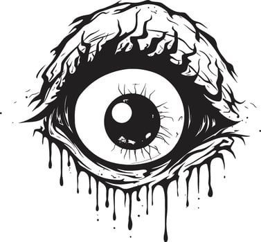 Chilling Undead Sight Black Zombie Eye Logo Disturbing Zombie Gaze Creepy Black Vector