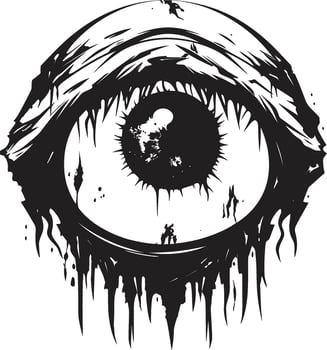 Eerie Undead Gaze Black Vector Zombie Eye Emblem Sinister Stare Creepy Scary Eye Logo Icon
