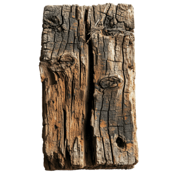 AI generated Textured Rough Wood Panel on Transparent png