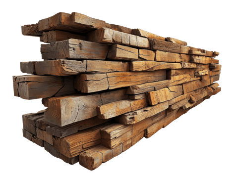 AI generated Pile of Rough Cut Wood on Transparent Background png